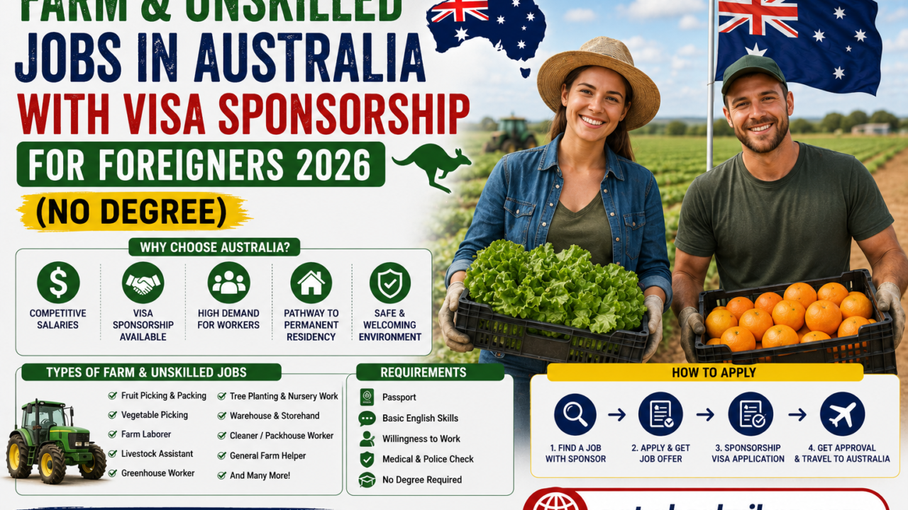 Farm & Unskilled Jobs In Australia With Visa Sponsorship For Foreigners 2026 (No Degree)